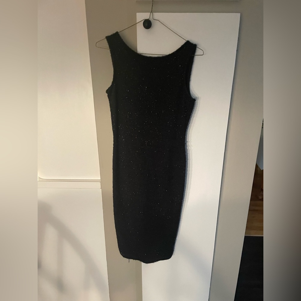 NWT LA HOUSE BLACK SOFT AND SHIMMERY LOW CUT BLACK DRESS SIZE MEDIUM